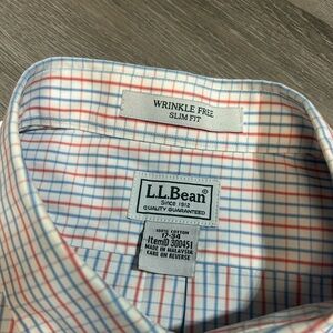 LLBean Shirt Mens Button Down Size 17-34 Wrinkle Free Traditional Fit Cotton